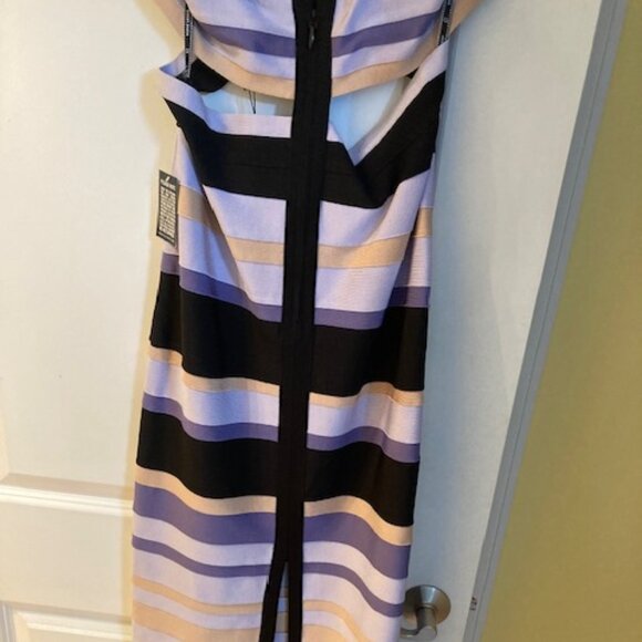 Herve Leger x Law Roach lavender and black maxi bodycon dress w/ matching gloves - Picture 5 of 6